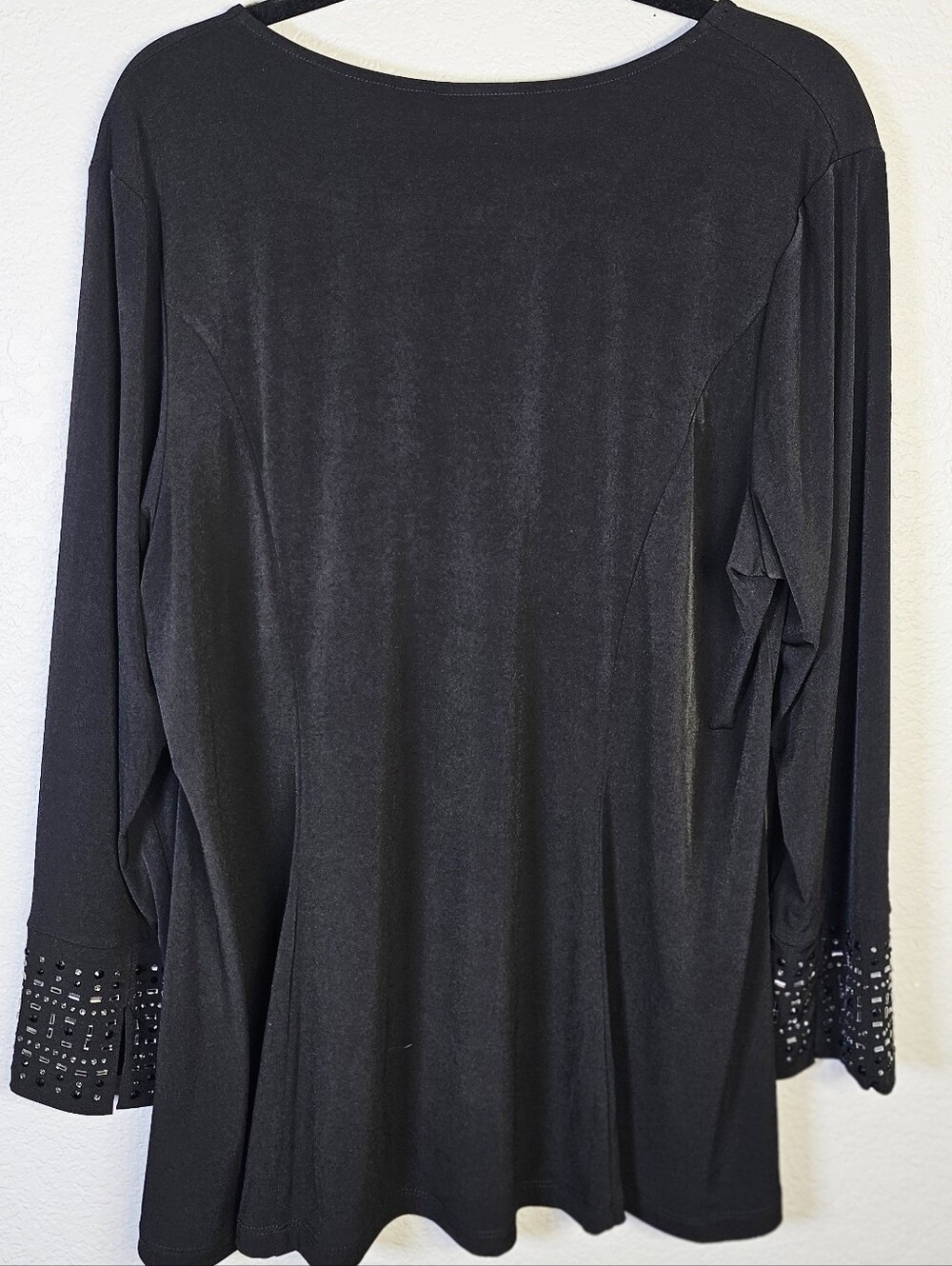 Susan Graver Artisan Black Embellished Cuff Tunic Top XL NWT - Picture 4 of 8